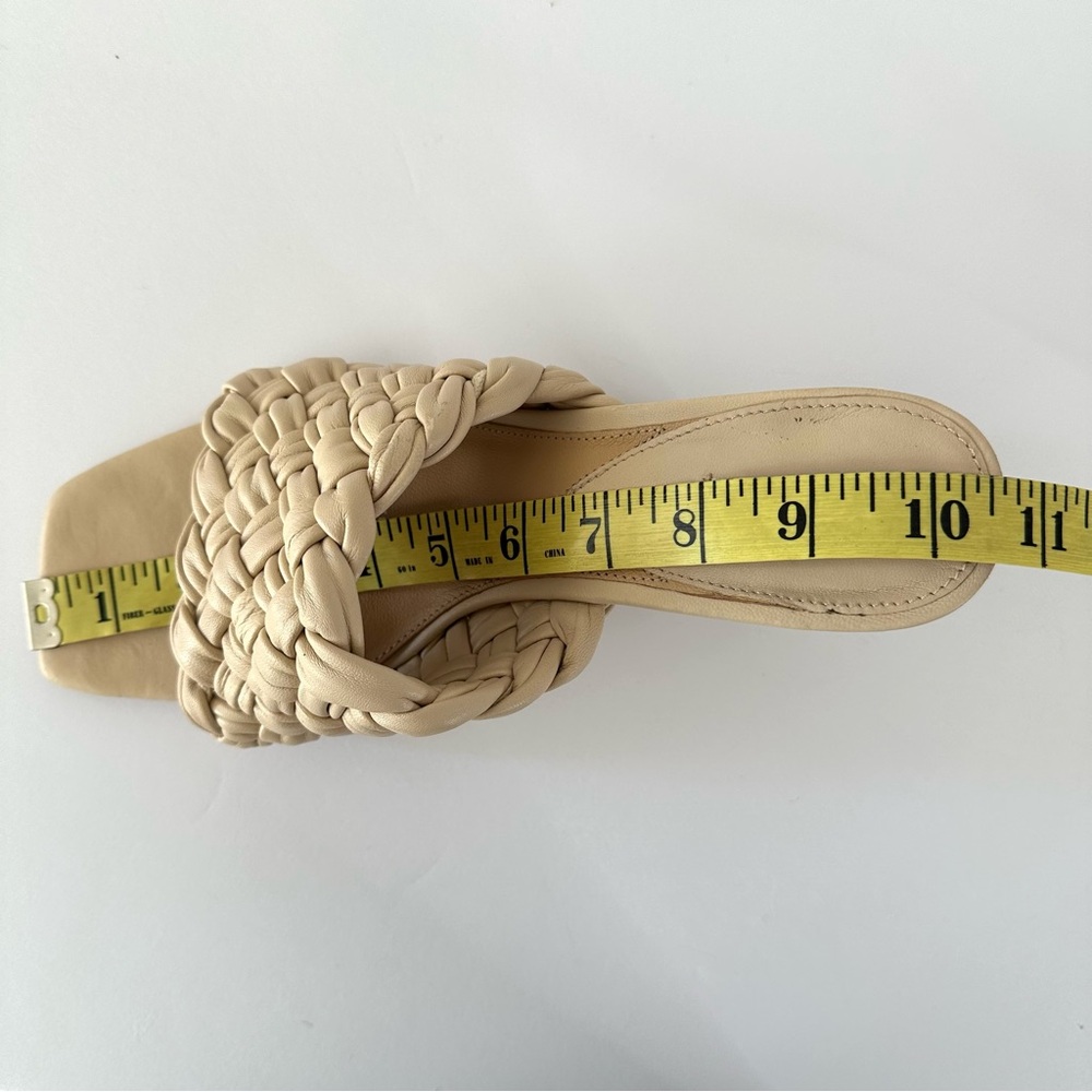 H&M Premium Beige Woven Leather Square Toe Mules Heels 41 - Picture 10 of 11